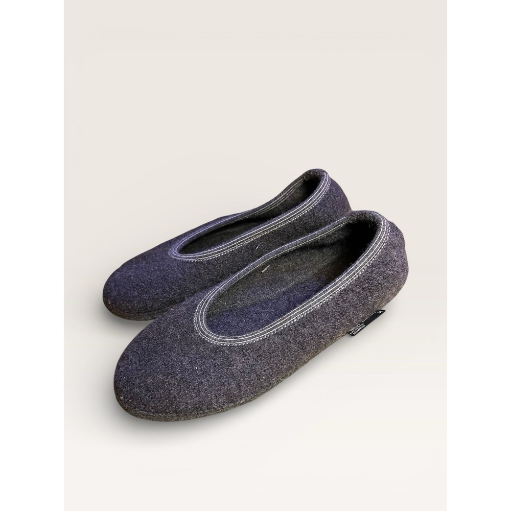 Haflinger Wool Felt Slippers Women's Gray 7/38 Soft Indoor Comfort Shoes Austria